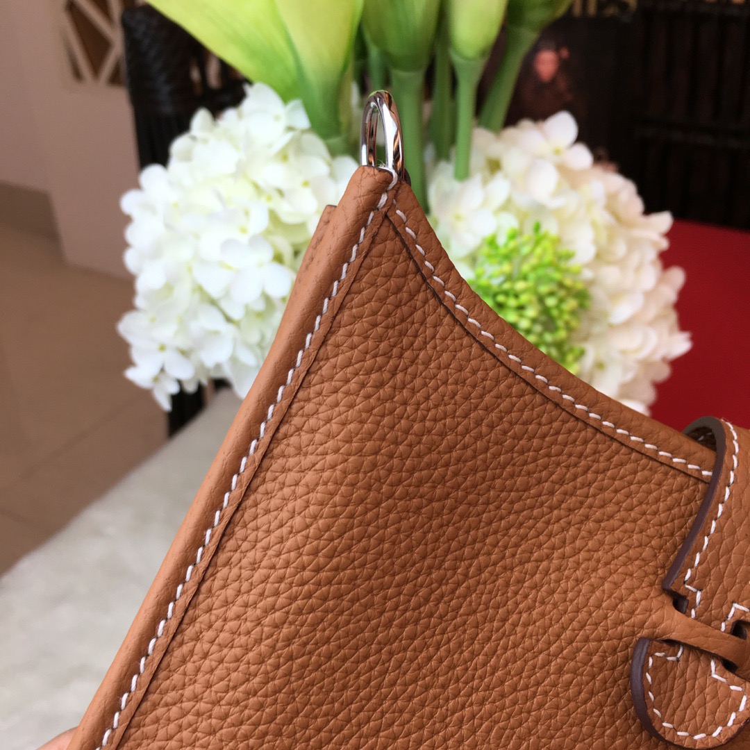 에르메스 미니 에블린16 골드브라운 은장